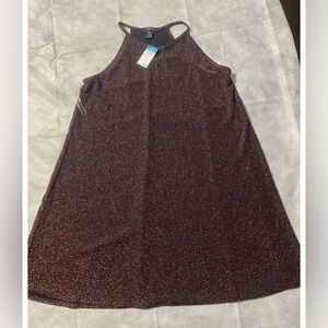 NWT: Rue 21 Women’s Black and Gold Sparkle Halter Dress! Size Small. ✨